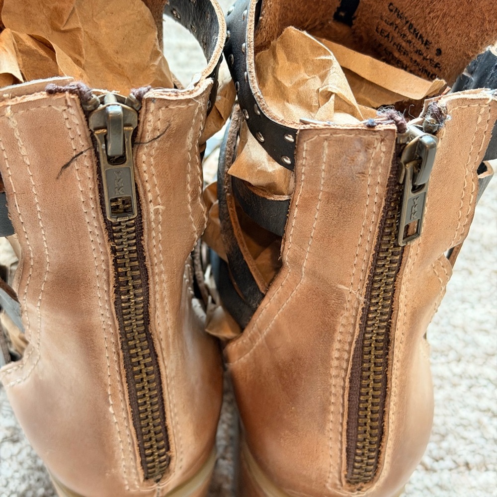 Freebird Brown Leather Ankle Boots with Studded Straps - Picture 5 of 7